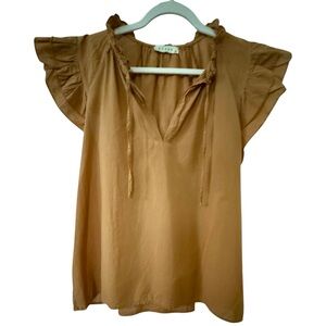 Stark X Dreamy Ruffle Blouse – Carmel Brown, Size XS